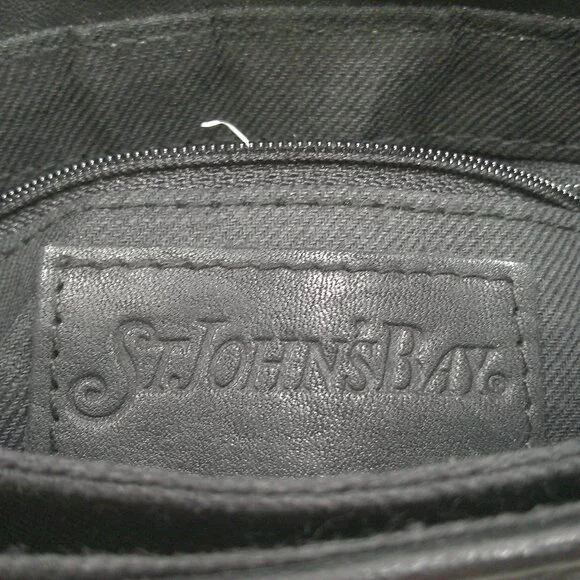 St. John's Bay Vintage Minimalist Black Leather crossbody Silver Toned Hardware - Picture 3 of 11